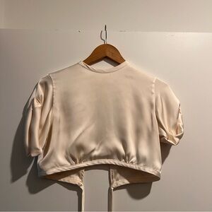 Orseund Iris Cream Silk Tie Back Top Size M NYC Designer